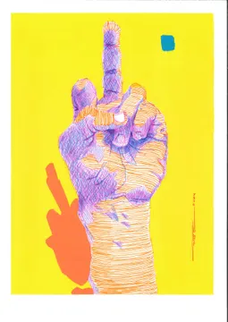 contar con las manos .l., CUE-006. Bolígrafo y acrílico.