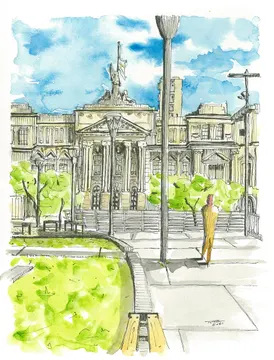 Facultad de medicina UBA - Croquiseros, LUG-015. Acuarela y tinta.