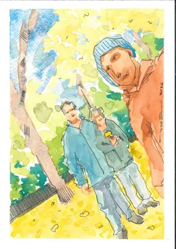 con el amarillo de un árbol de ginkgo biloba, PER-016. Acuarela.