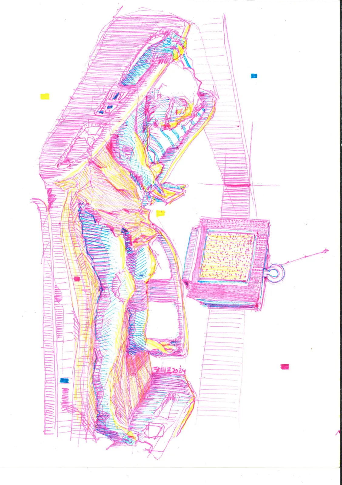 Hospital Fernández, Sra. Clara en recuperación, PER-024. Bolígrafo, 14,8 × 21 cm.