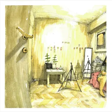 The painting room, SOC-020. Acuarela y tinta.